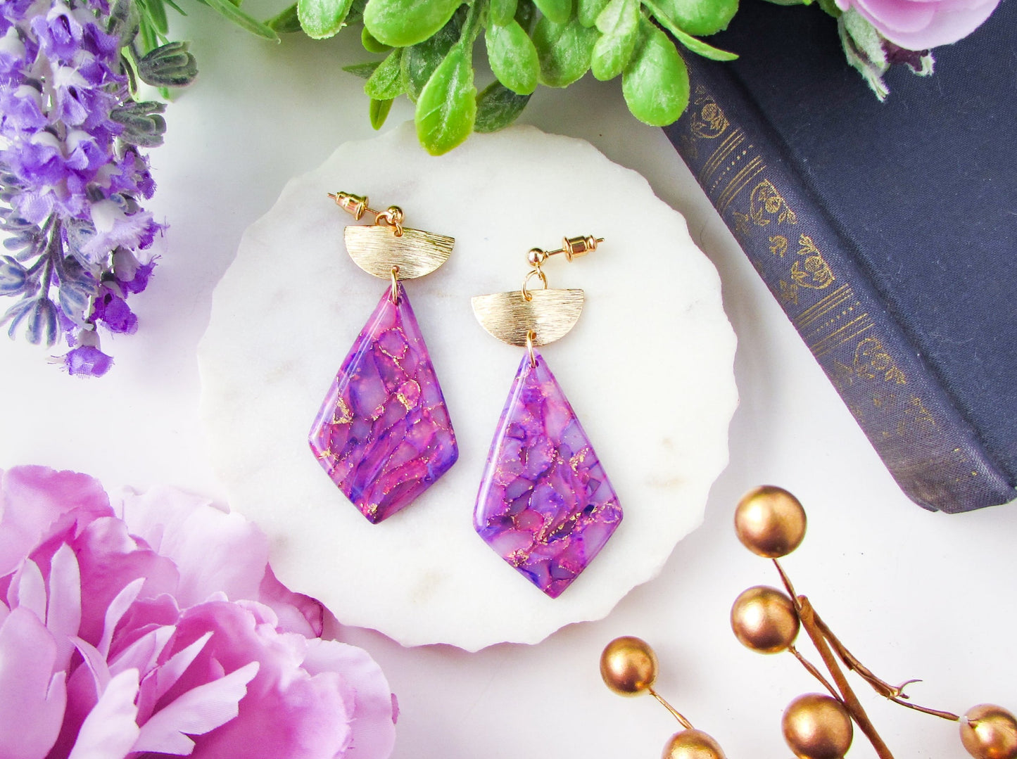 The Adelaine - Lulu & Lainey Purple Quartz Polymer Clay Earrings