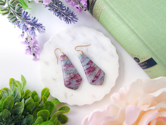 The Gwen in April Lilac Marble Polymer Clay Earrings