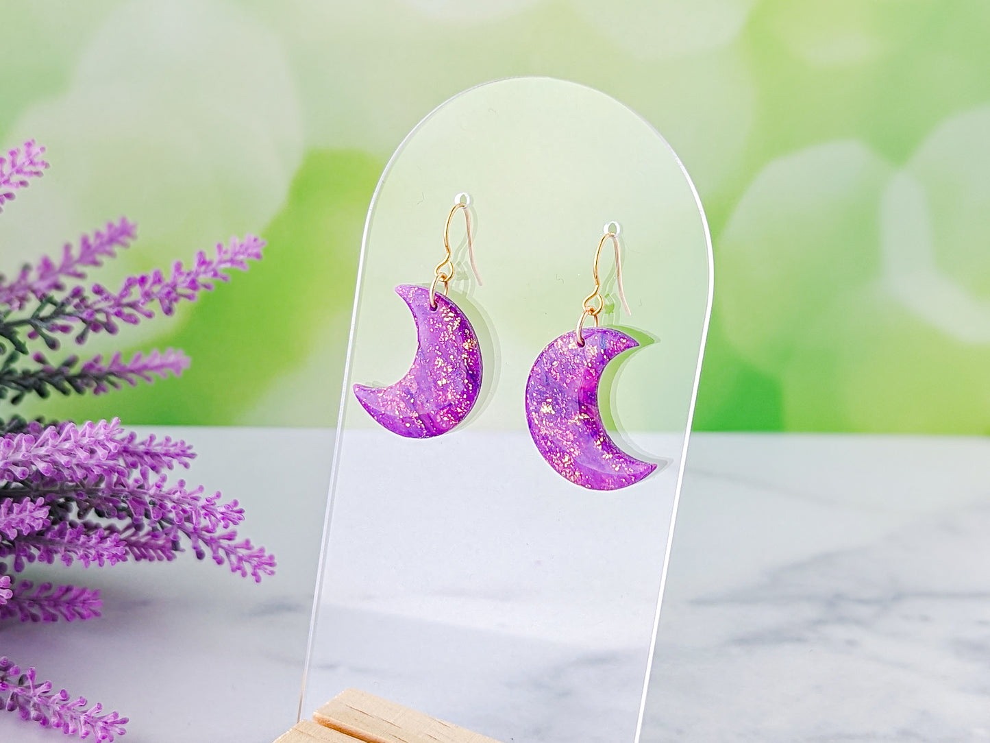 Moons - Lulu & Lainey Purple Marble Swirl Polymer Clay Earrings