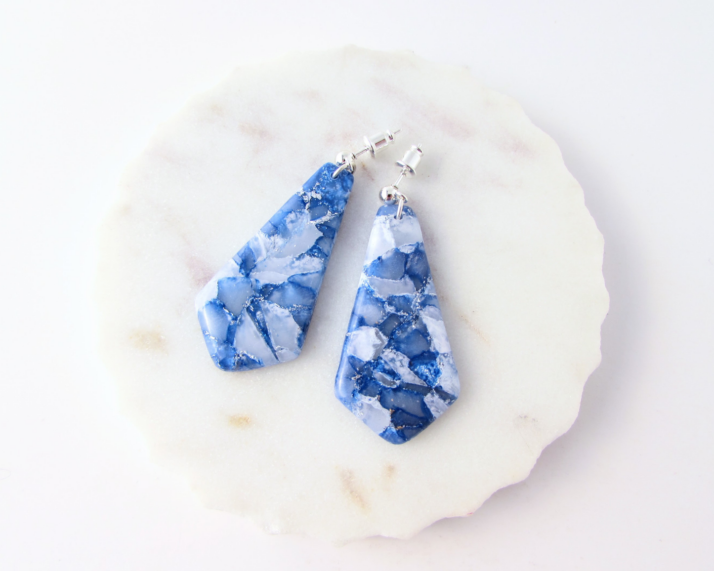 The Gwen - Memphis Blue Quartz Polymer Clay Earrings