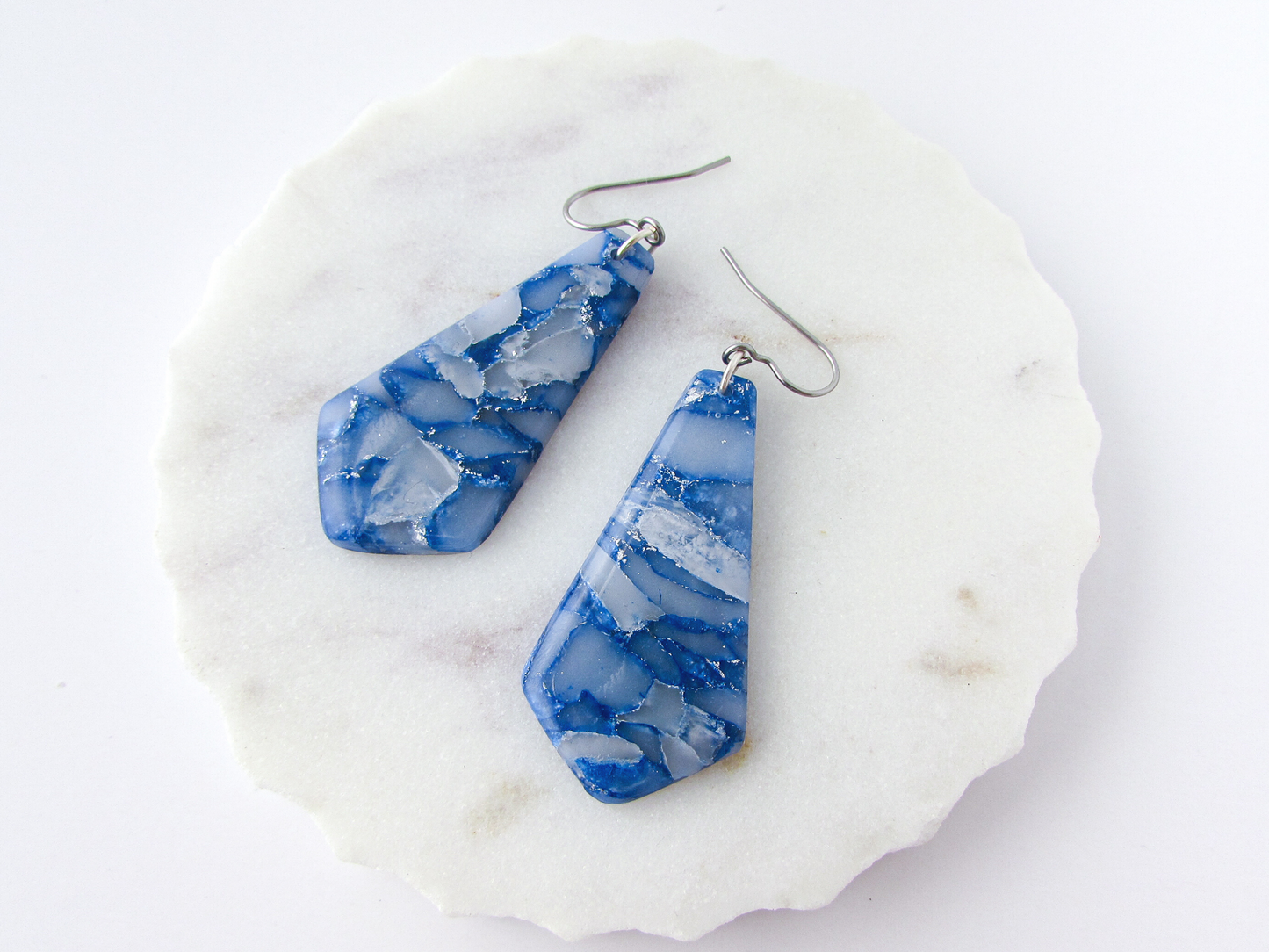 The Gwen - Memphis Blue Quartz Polymer Clay Earrings