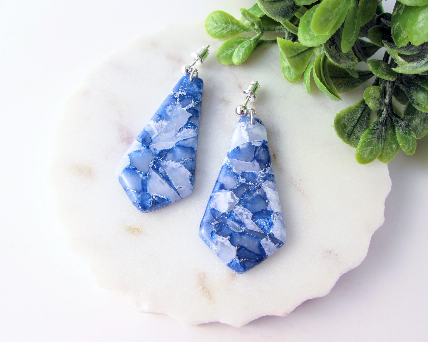 The Gwen - Memphis Blue Quartz Polymer Clay Earrings