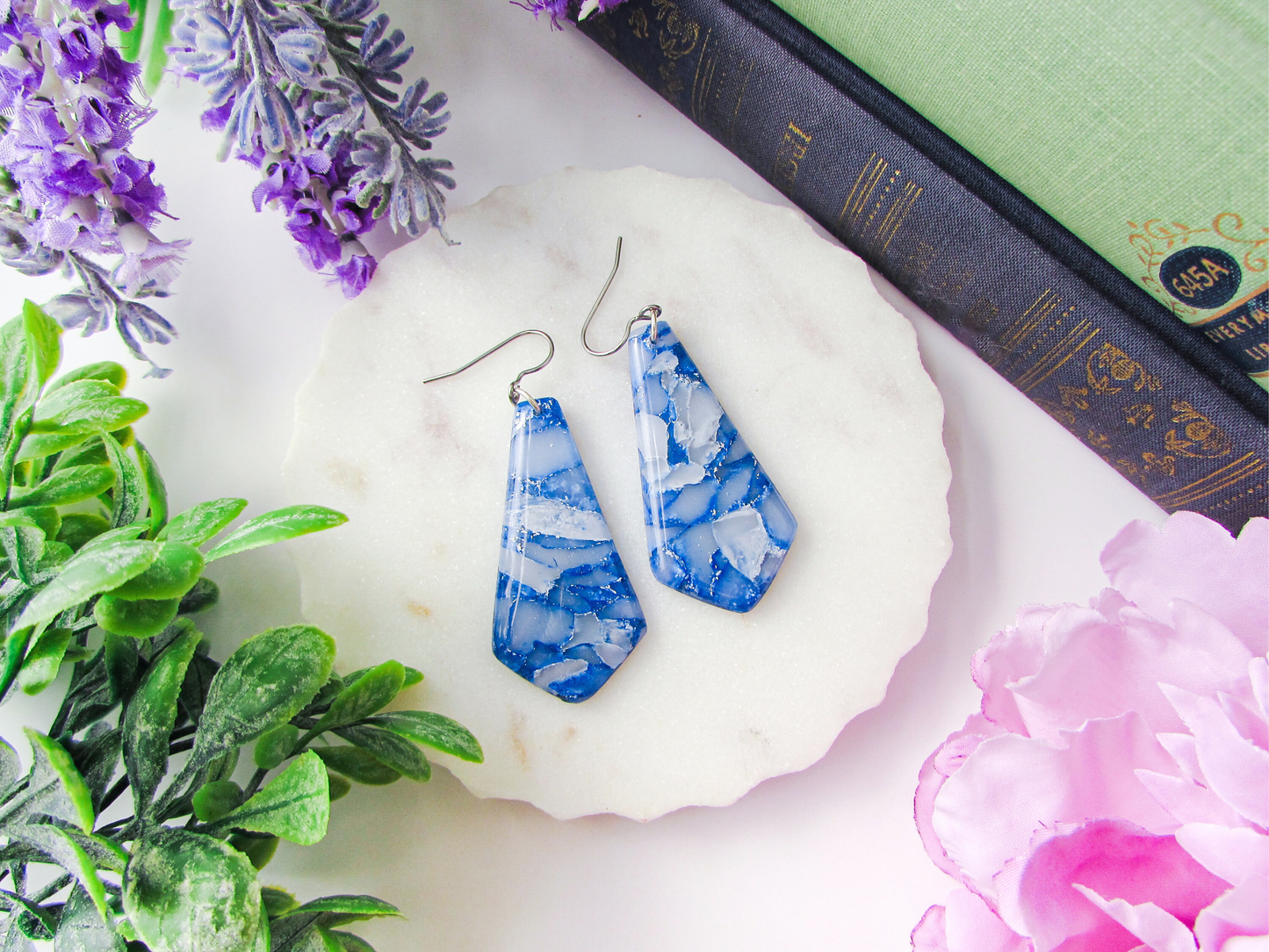 The Gwen - Memphis Blue Quartz Polymer Clay Earrings