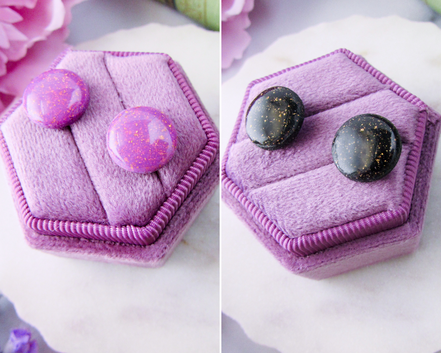 Dainty Studs in Shimmer Clay - Polymer Clay Earrings