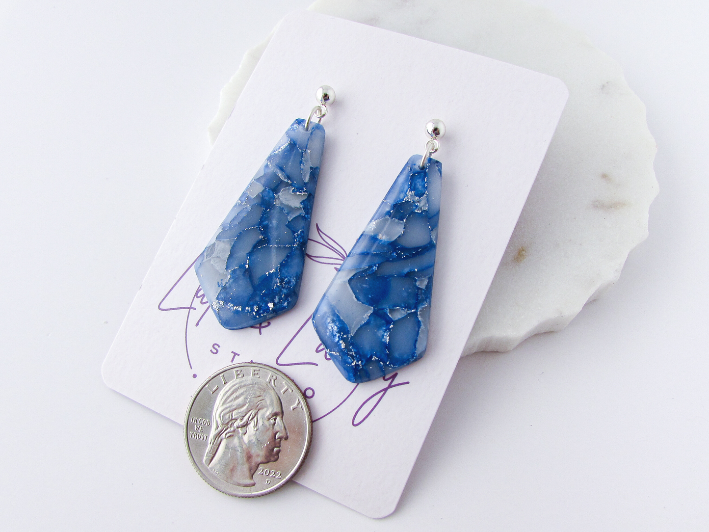 The Gwen - Memphis Blue Quartz Polymer Clay Earrings