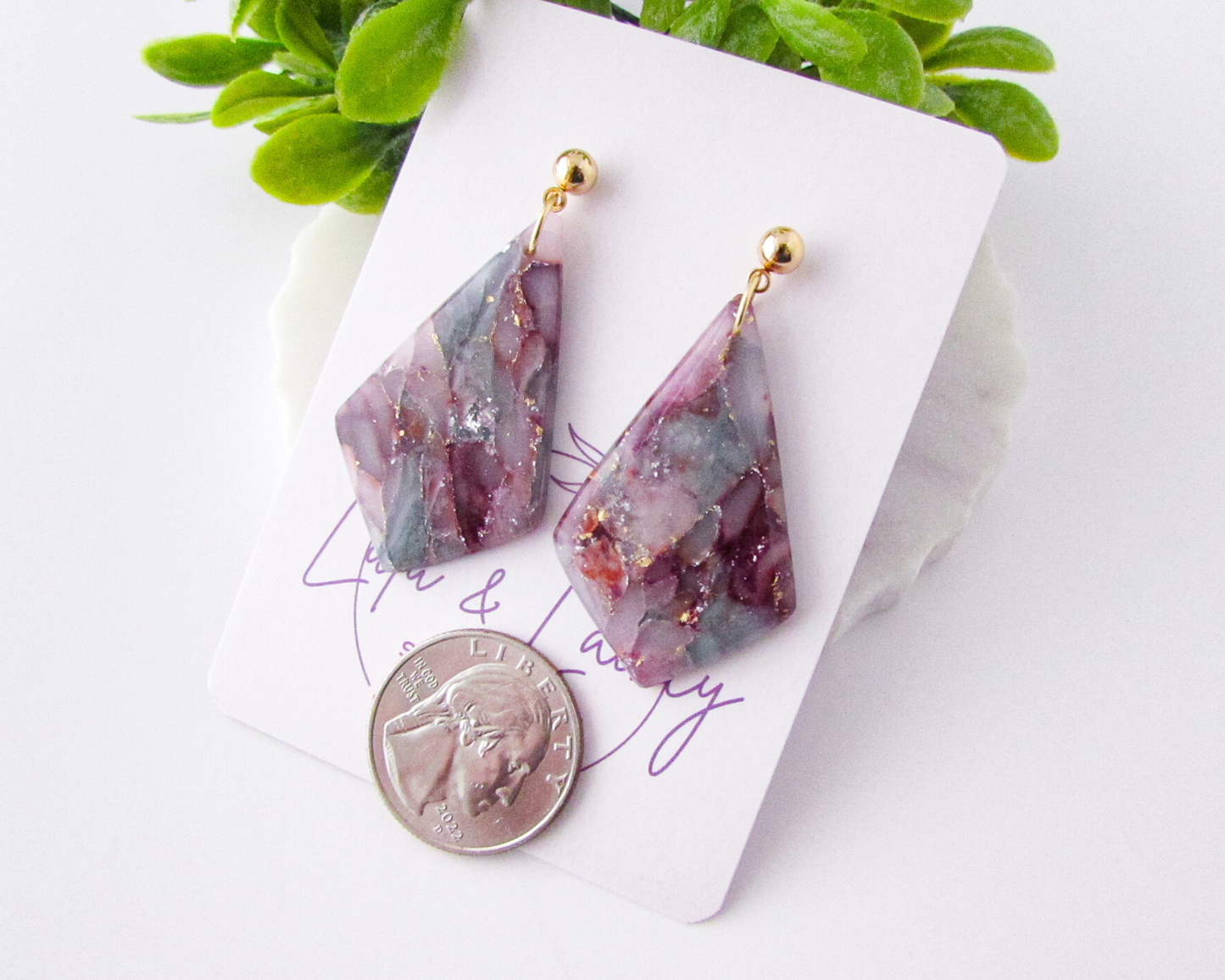 The Adelaine - April Lilac Marble Polymer Clay Earrings