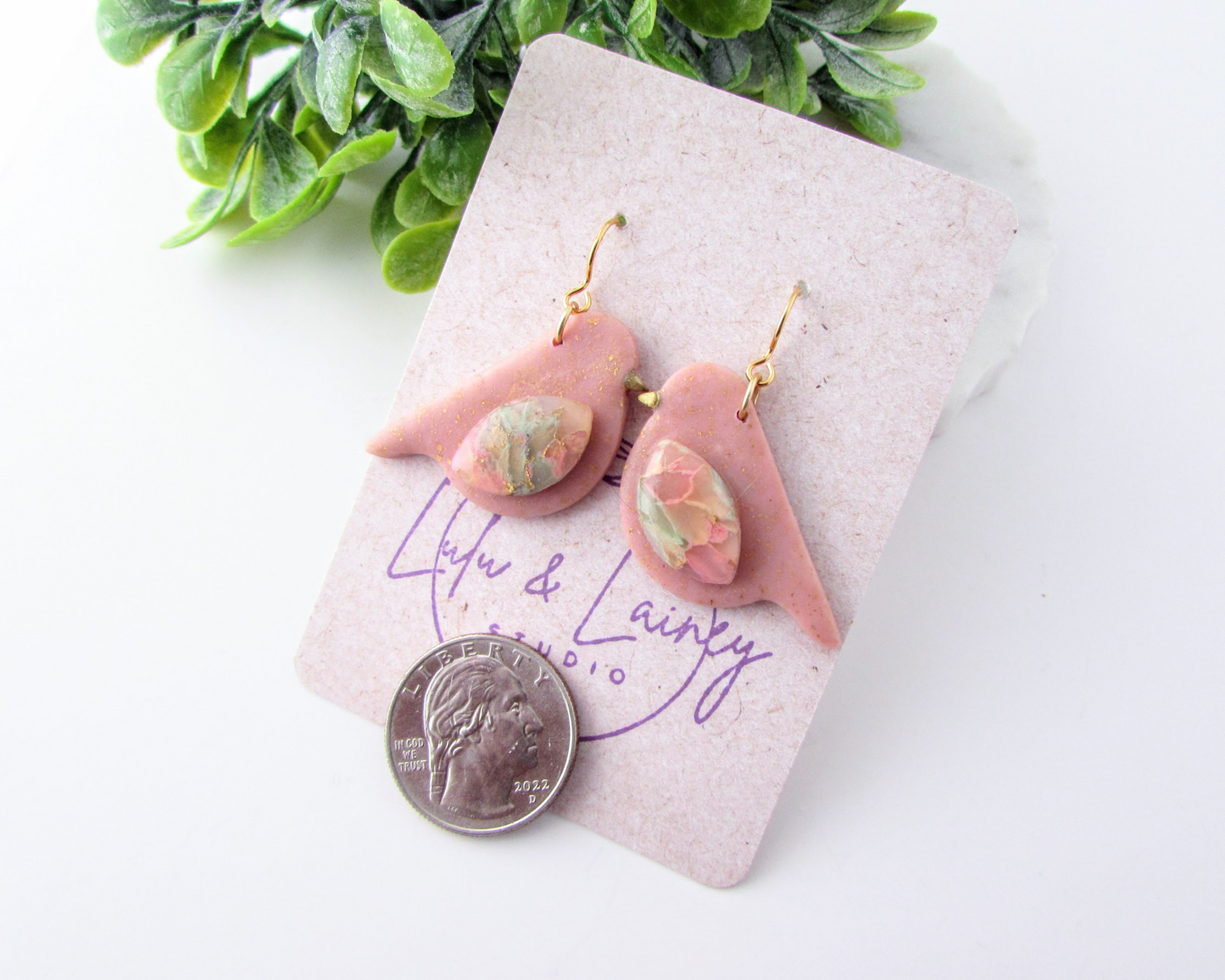 Song Birds - Garden Party Quartz and Shimmer Polymer Clay Earrings