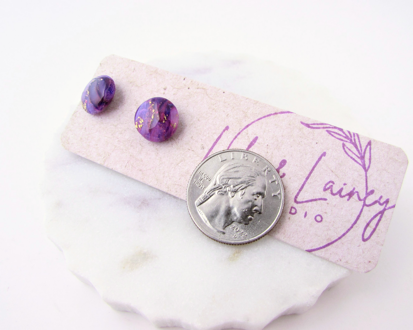 Dainty Stud Earrings in Quartz Swirl Clay