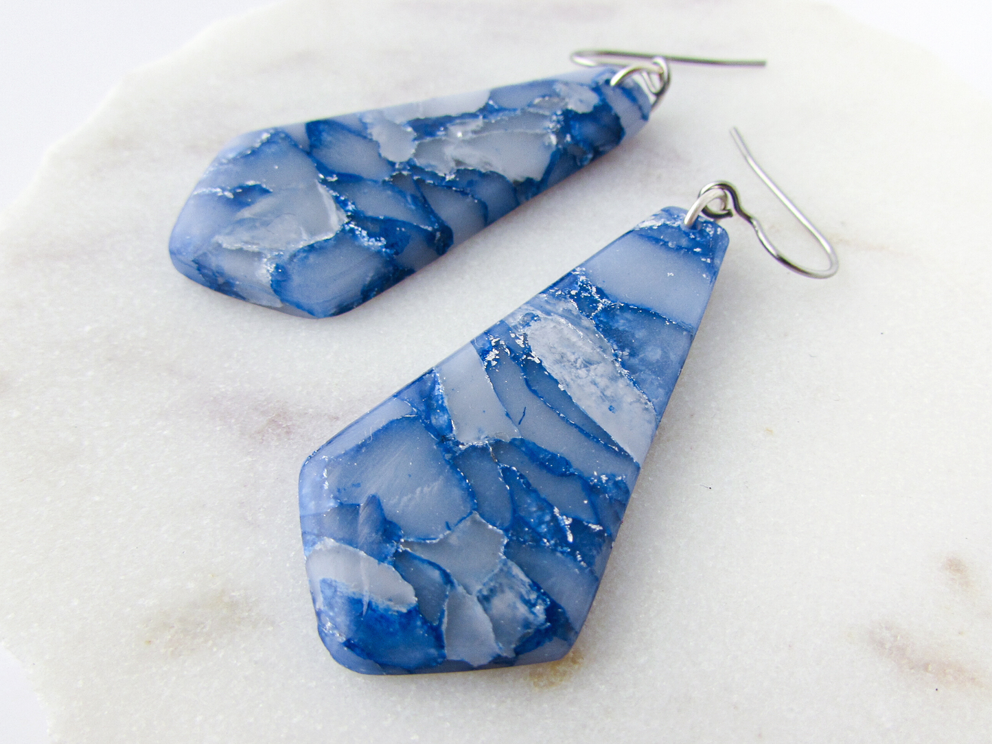 The Gwen - Memphis Blue Quartz Polymer Clay Earrings