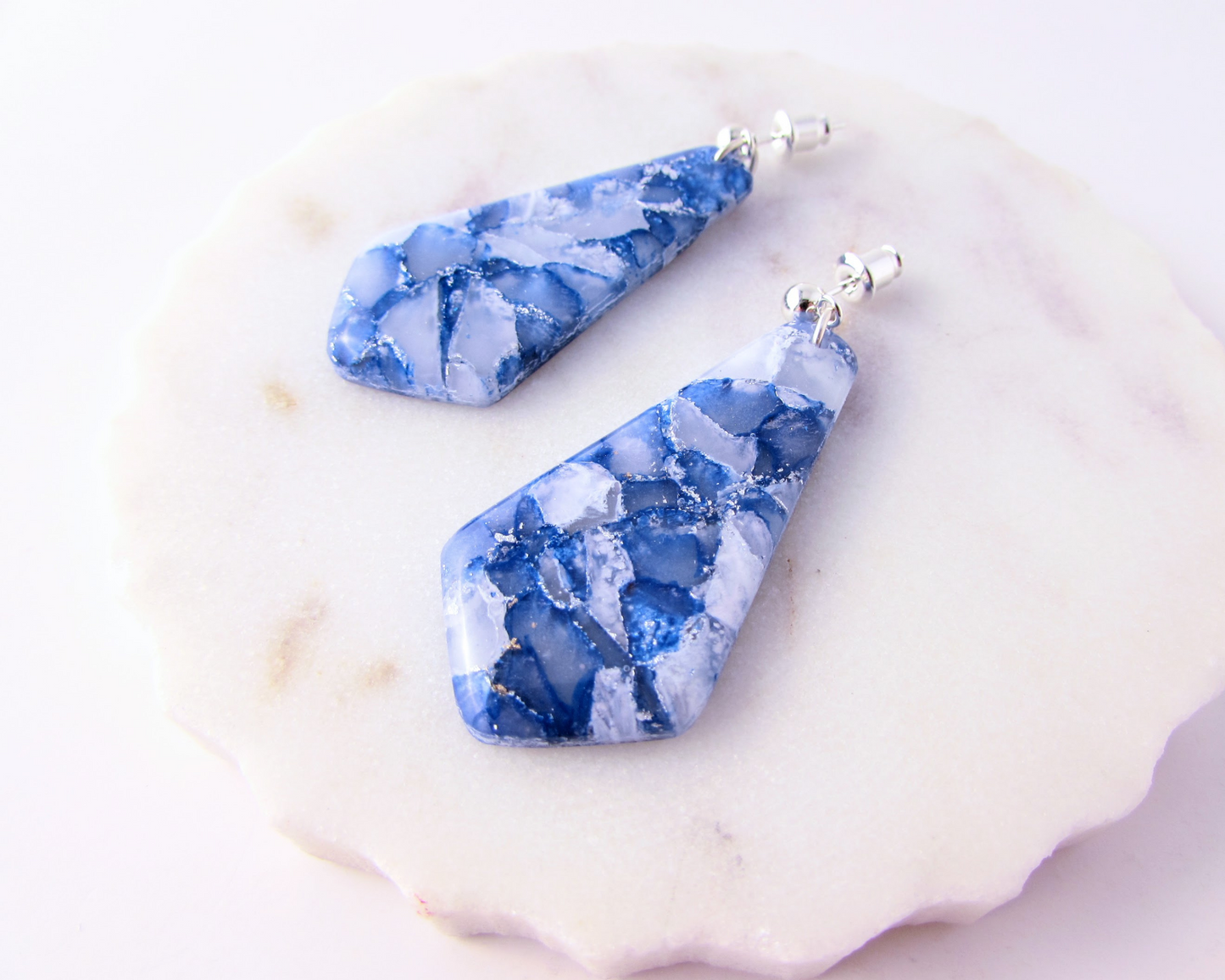 The Gwen - Memphis Blue Quartz Polymer Clay Earrings