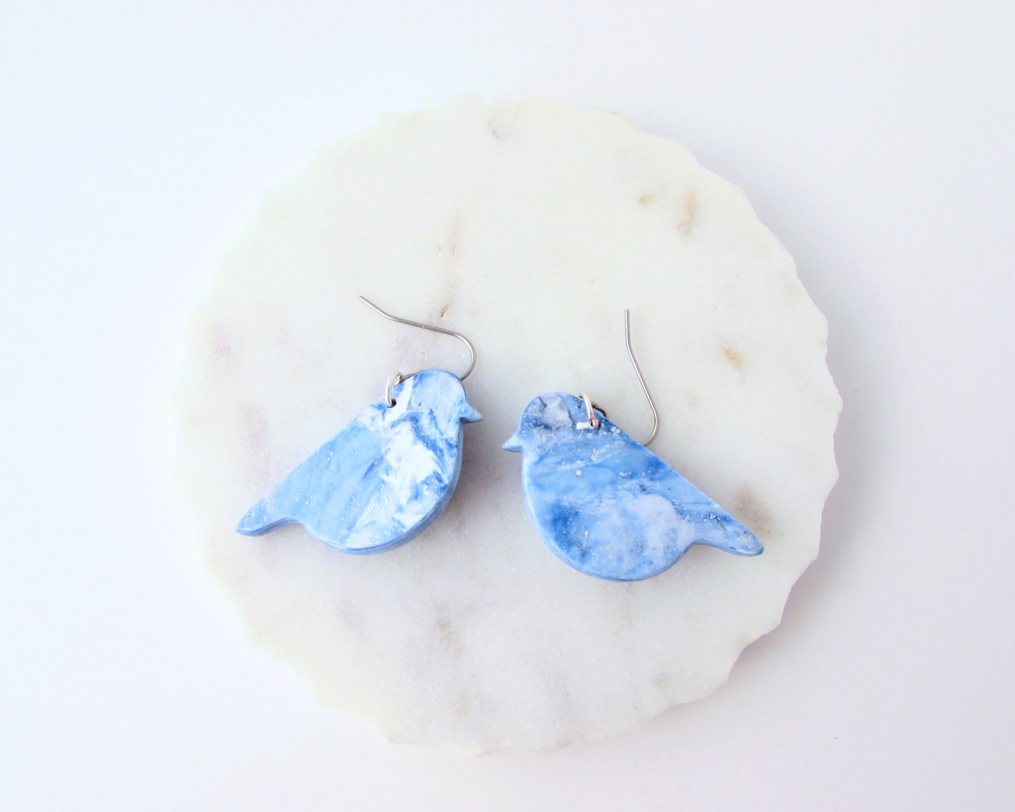 Song Birds - Memphis Blue Quartz and Shimmer Polymer Clay Earrings