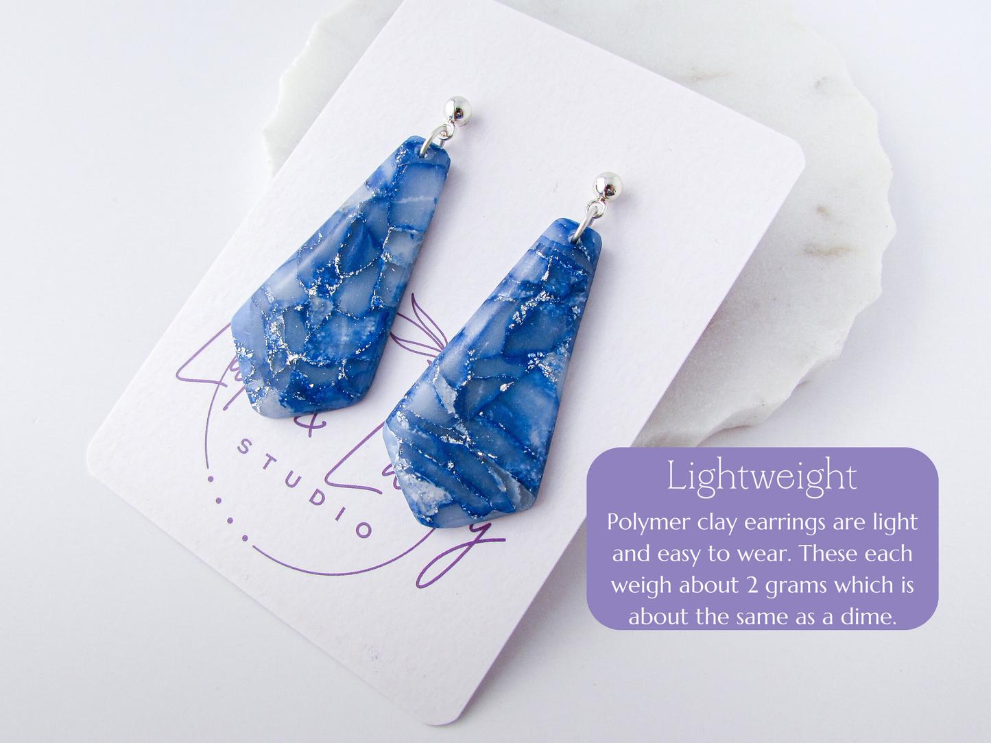 The Gwen - Memphis Blue Quartz Polymer Clay Earrings