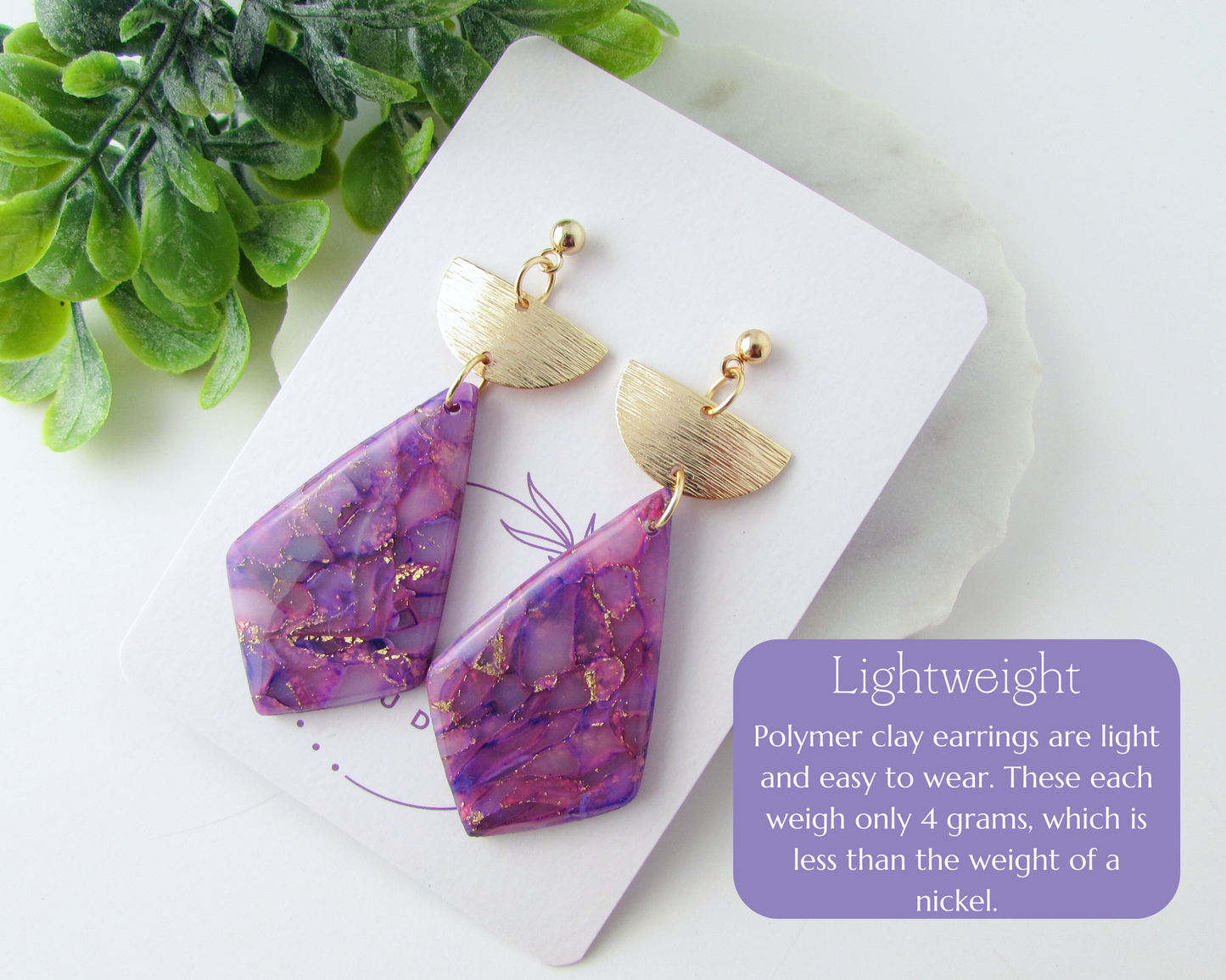 The Adelaine - Lulu & Lainey Purple Quartz Polymer Clay Earrings