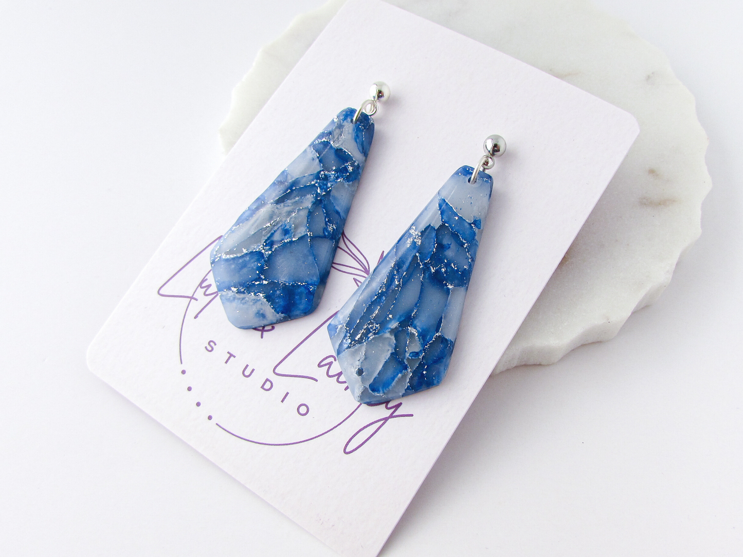 The Gwen - Memphis Blue Quartz Polymer Clay Earrings