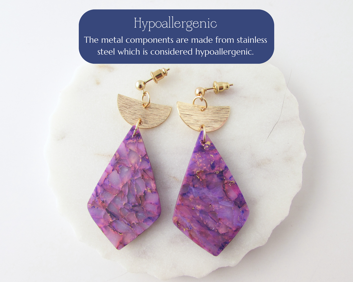 The Adelaine - Lulu & Lainey Purple Quartz Polymer Clay Earrings