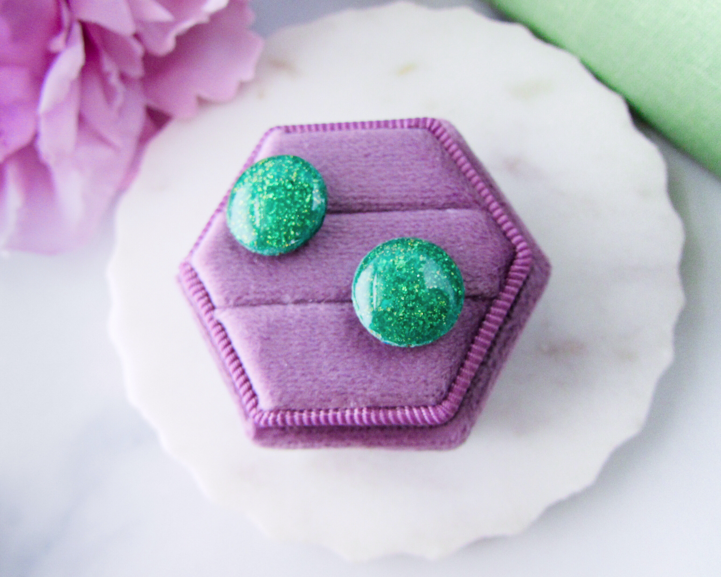 Dainty Studs in Shimmer Clay - Polymer Clay Earrings